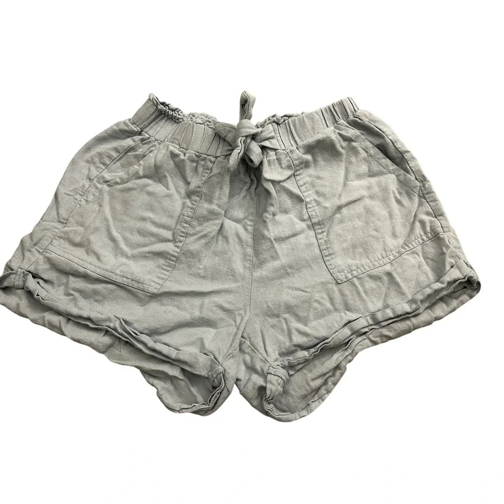 Charlotte Russe Shorts Womens Medium Blue Excellent Linen Blend Paperbag‎ Waist